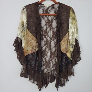 Vtg Spencer Alexis Lace Open Front Kimono Jacket size S 90s Y2K Fairy Grunge USA